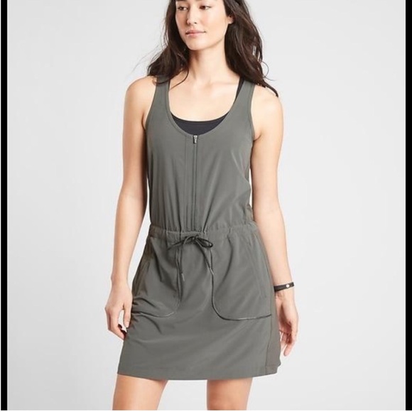 Athleta Dresses & Skirts - Athleta | Gray Expedition Athletic Shorts Skort Skirt Drawstring Dress 4